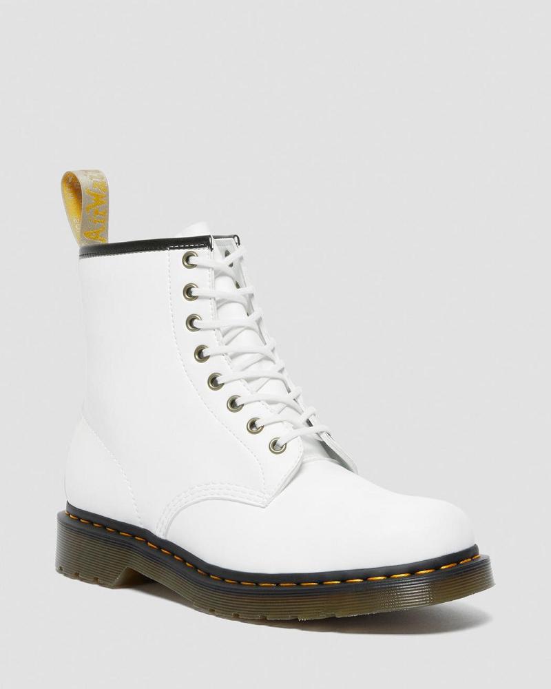 Men\'s Dr Martens Vegan 1460 Kemble Lace Up Boots White | AU 546DFM